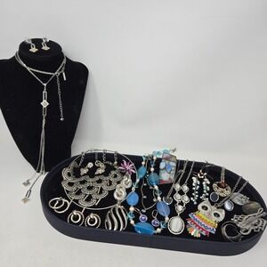 Silvertone Vintage to Modern Eclectic Jewelry Lot Crown Trifari Napier WHBM